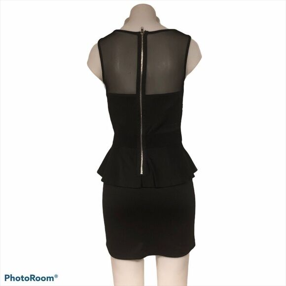 Black & Gold Sequin Peplum Dress Size M - Picture 3 of 4